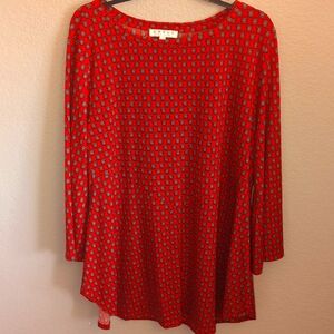 Chaus Bright Red and black Paisley XL Top